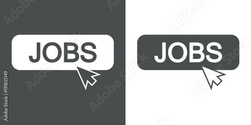 Icono plano puntero en banner JOBS en gris y blanco