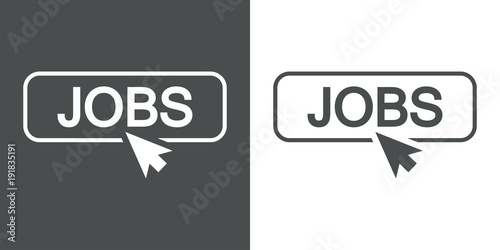 Icono plano puntero en JOBS en gris y blanco