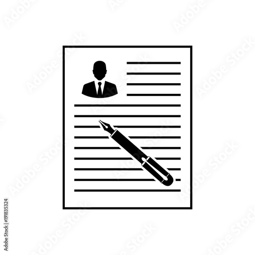 Icono plano redactar Curriculum vitae en color negro