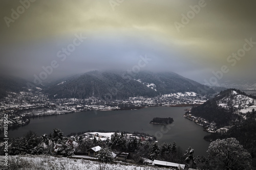 Batca Doamne lake from Romania - Piatra Neamt in winter photo