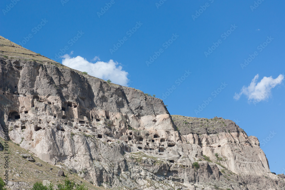 Vardzia cave city-monastery. Vardzia was excavated in the Erusheti Mountain in the 12th century and is one of the main attractions of Georgia