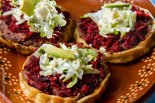 Mexican chorizo sopes photo