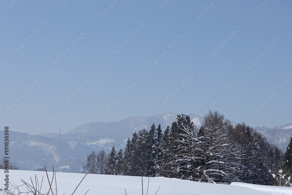 青空と雪山 青空と雪山