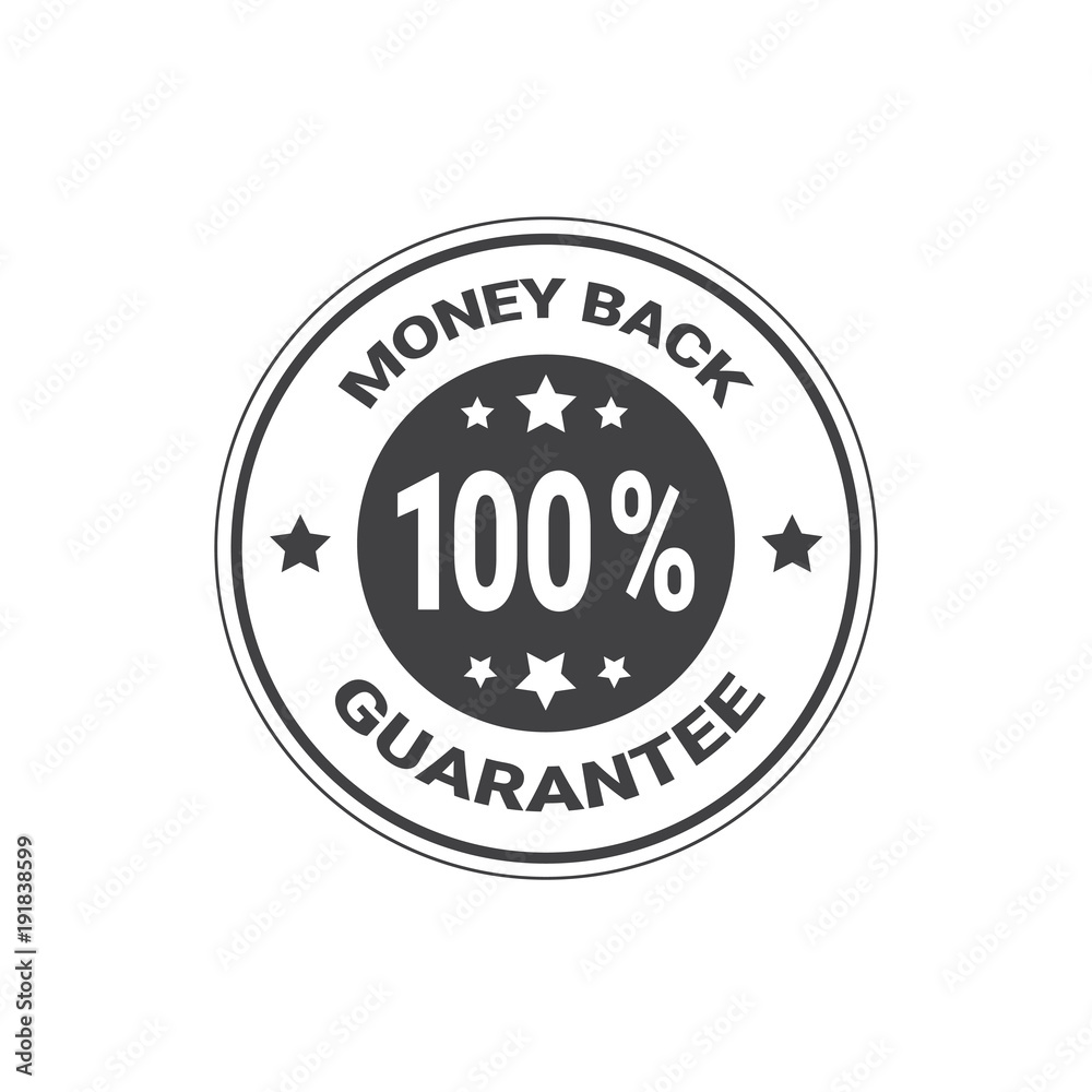 Money Back Guarantee With 100 Percents Stamp Or Sticker Isolated Vector Illustration