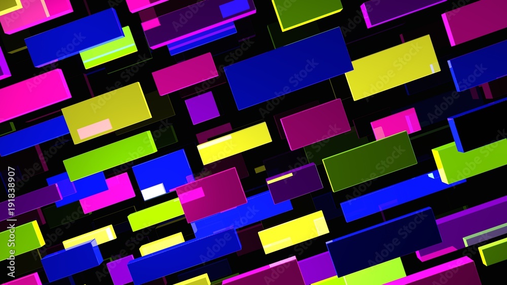 Abstract background. Multicolor geometric shapes. 3d illustration. Glass rectangles. Vivid blocks. Simple abstract backdrop. Digital image. Abstract background. Multicolor geometric shapes. 3d illustration. Glass rectangles. Vivid blocks. Simple abstract backdrop. Digital image.