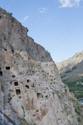 Vardzia cave city-monastery. Vardzia was excavated in the Erusheti Mountain in the 12th century and is one of the main attractions of Georgia