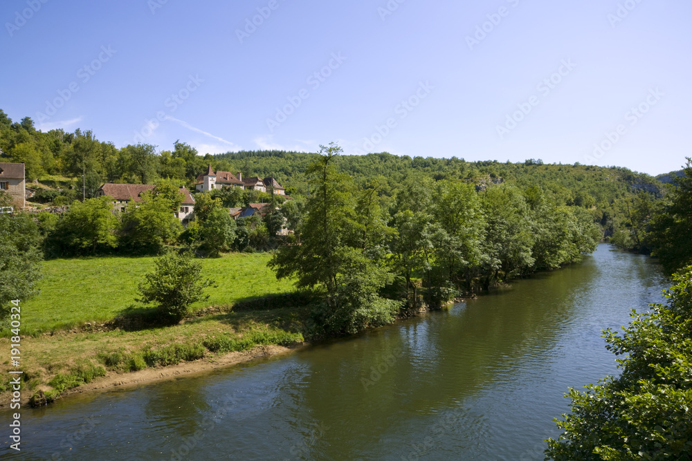 The picturesque Cele Valley at Cabrerets in The Lot, France, Europe The picturesque Cele Valley at Cabrerets in The Lot, France, Europe