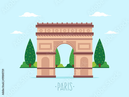 Arch of Triumph. Flat Design Style.
