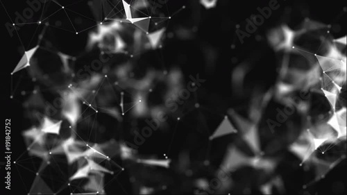 Abstract beautiful geometric background with moving lines, dots and triangles. Plexus fantasy abstract technology. 4k