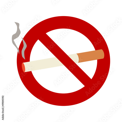 no smoking icon with an inscription on a white background in a flat style