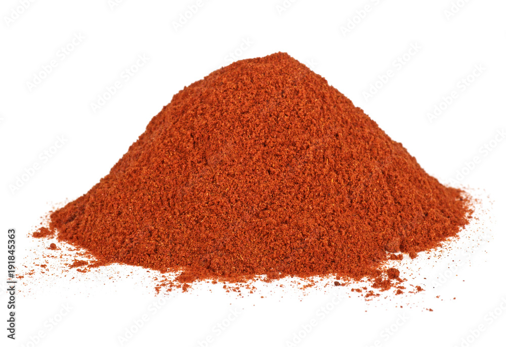 Pile of red pepper powder isolated on white background Pile of red pepper powder isolated on white background