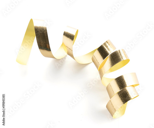 Golden ribbon roll isolated on white