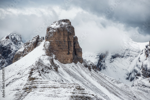 High mountains ridge in the Alps. Beautiful natural landscape in the winter time photo