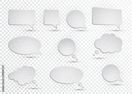 Vector collection of isolated speech bubbles on the transparent background