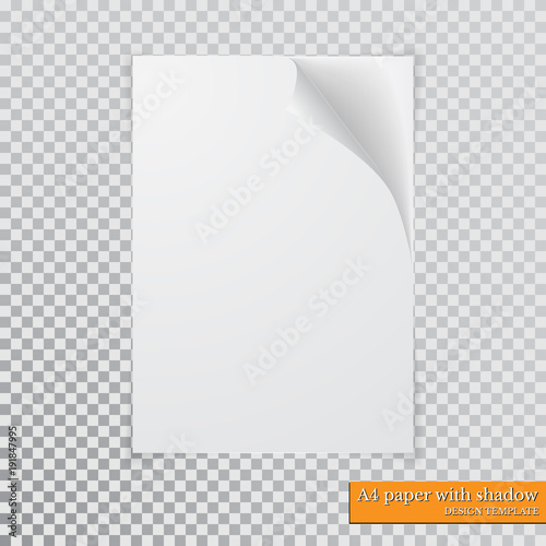 A4 paper with shadow design template, vector