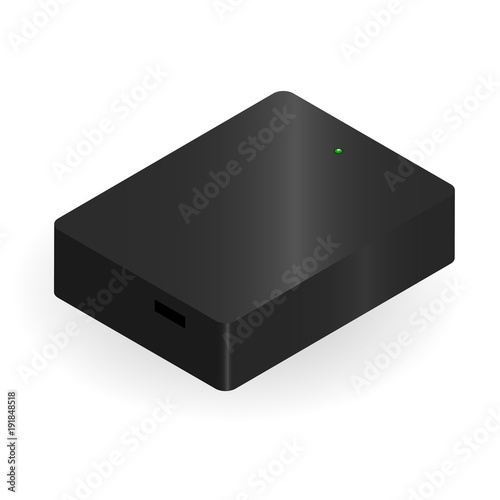 Portable hard drive on white background vector