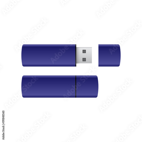 Blue USB pen drives on white background vector