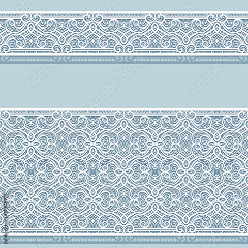Lace ribbons, cutout paper border ornaments