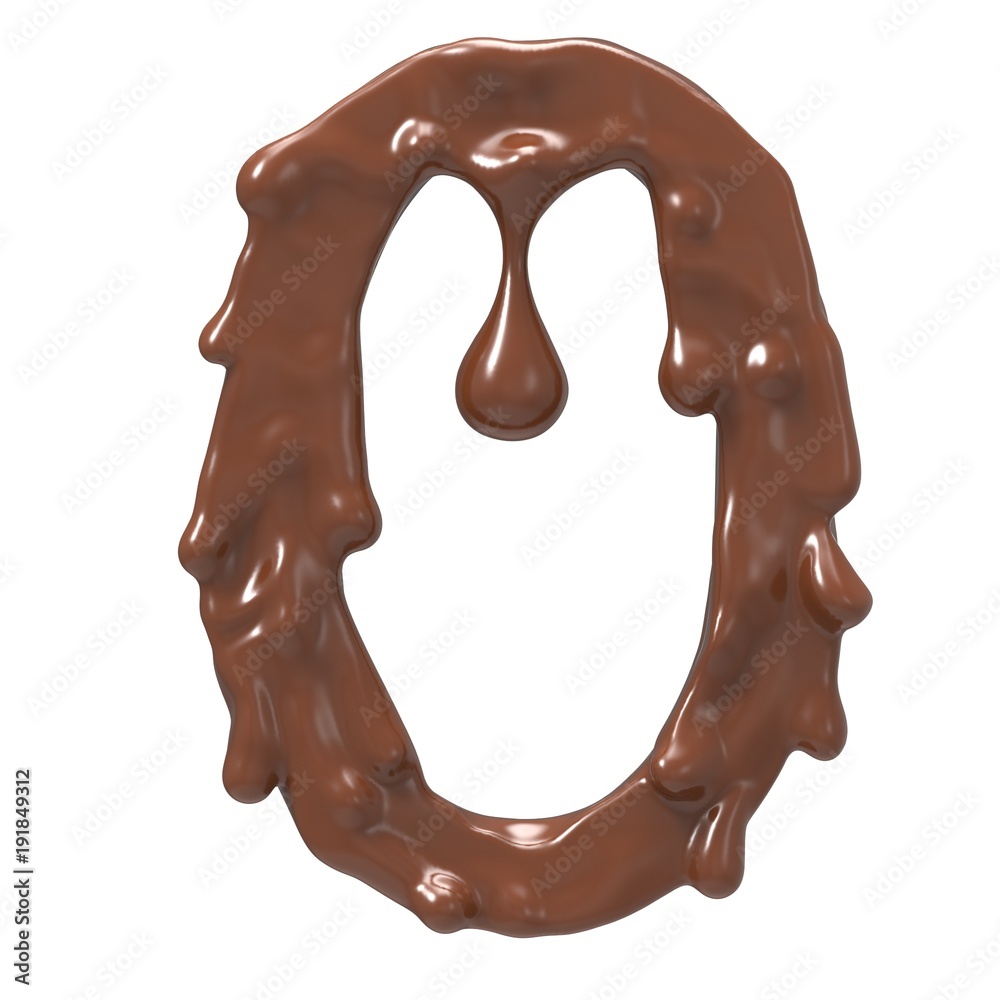 Letter  O. Stylized chocolate alphabet. 3d rendering.