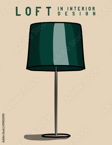 Floor lamp in green color. Loft in interior design eps 10 illustration