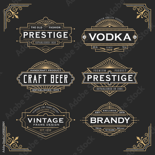 Vintage line frame design for labels