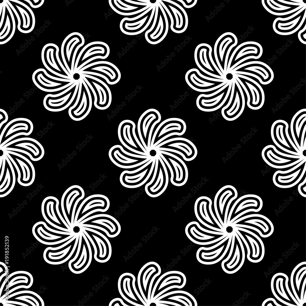 Black and white floral ornament. Seamless pattern Black and white floral ornament. Seamless pattern