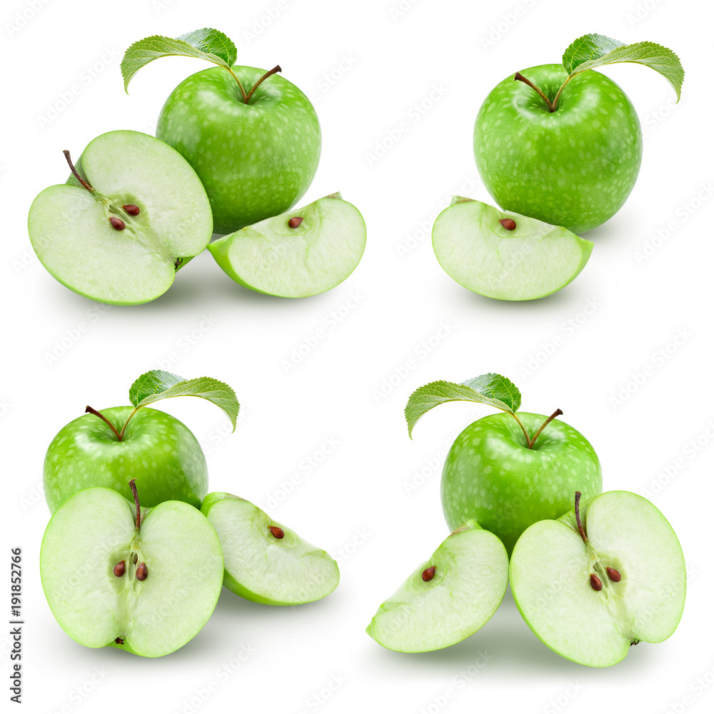 green apple collection with leaf green apple collection with leaf