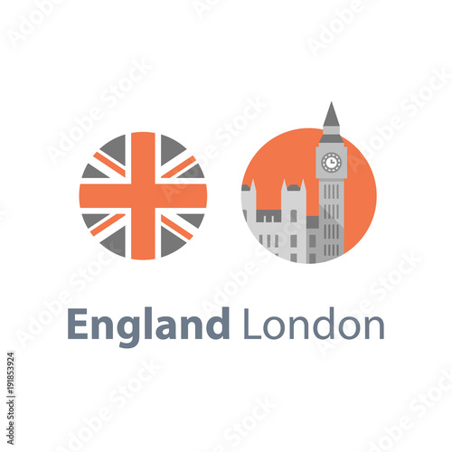 Big Ben tower with clock, London symbol, travel destination, famous landmark, the capital of England, Westminster Abbey