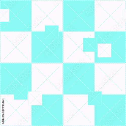 Pattern blanket, plaid. Abstract seamless pattern with squares and seams. Geometric vector illustration. Light colour.