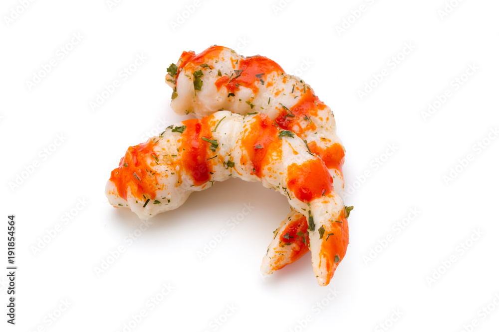 Cooked shrimps isolated on white background. Cooked shrimps isolated on white background.