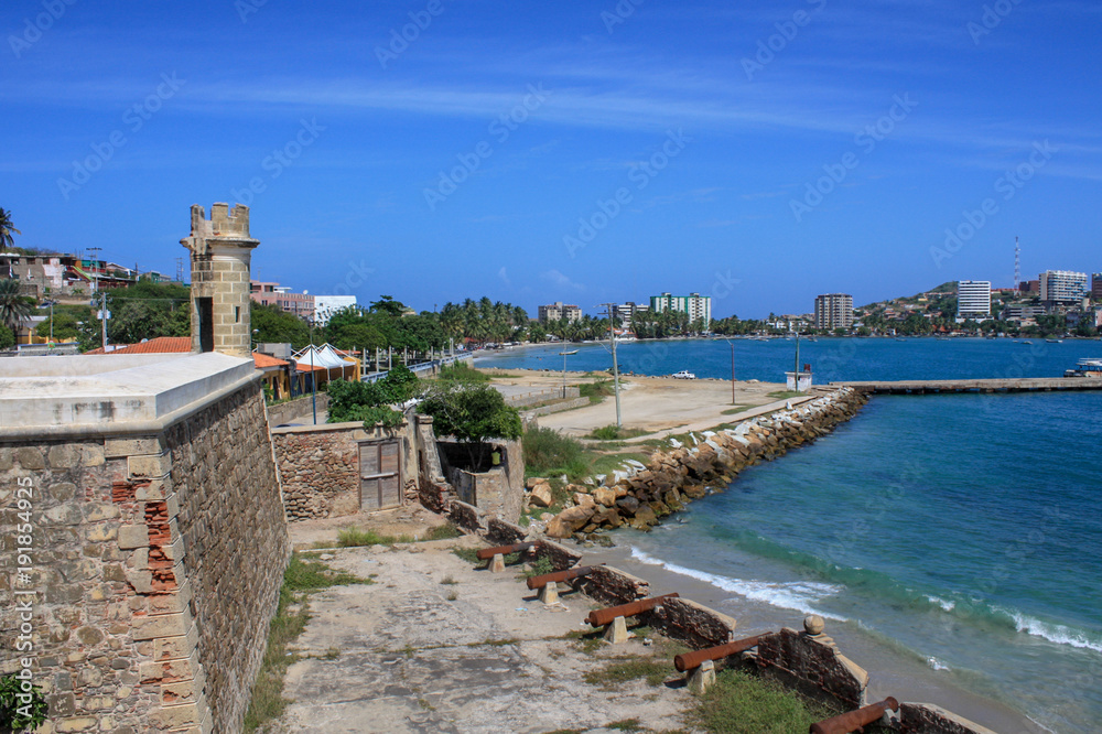 Castle with beach in isla margarita