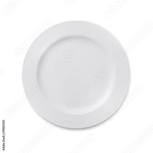 White plate on white background, vector