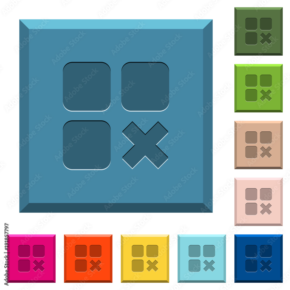 Component cancel engraved icons on edged square buttons Component cancel engraved icons on edged square buttons