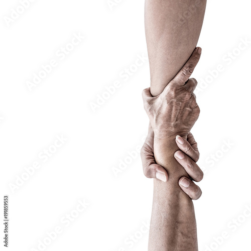 Vertical help hands holding together