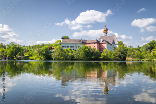 Obraz na płótnie Augustinian Cloister of Höglwörth in summer, Bavaria, Germany w salonie
