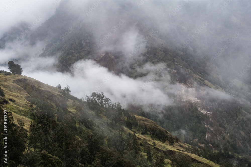 a vast mountain cover with the fog from Rinjani, Indonesia
