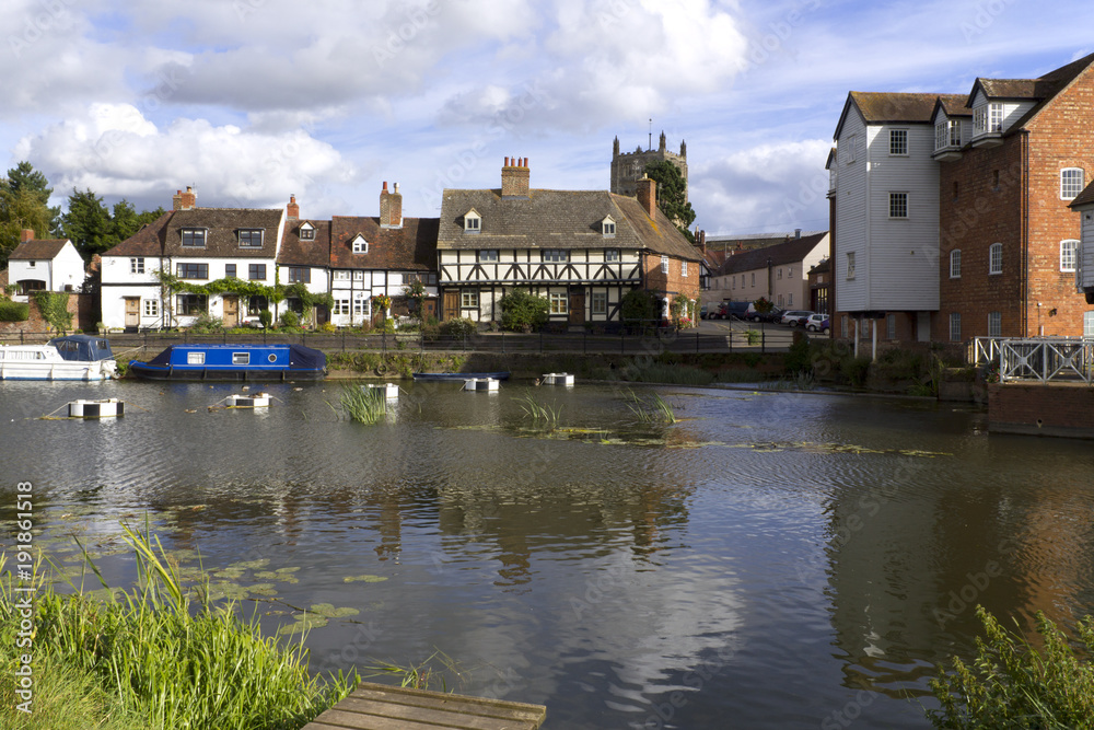 Picturesque riverside cottages in Tewkesbury, Gloucestershire, Severn Vale, UK