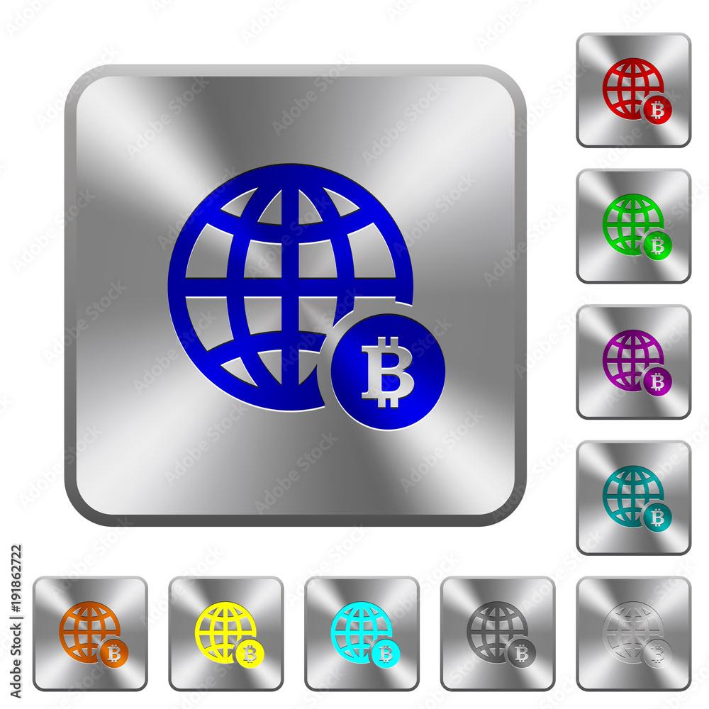 Online Bitcoin payment rounded square steel buttons Online Bitcoin payment rounded square steel buttons