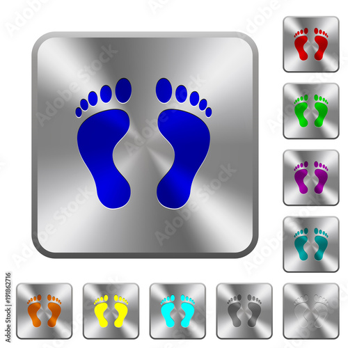 Human Footprints rounded square steel buttons