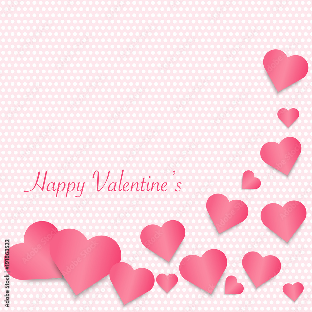 Valentines card with pink heart. Vector illustration.