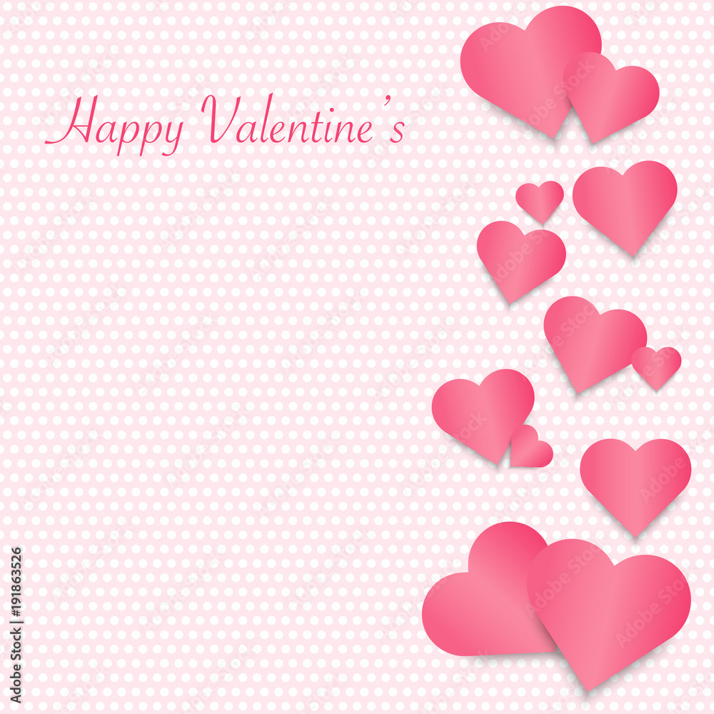 Valentines card with pink heart. Vector illustration.