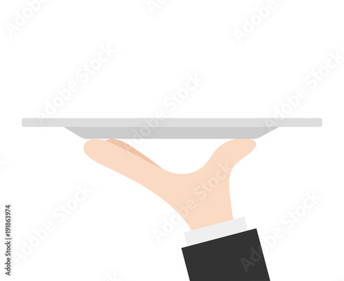 waiter tray with hand, stock vector