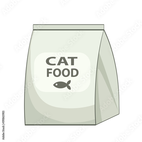 Cat food bag icon. Cartoon illustration of cat food bag vector icon for web