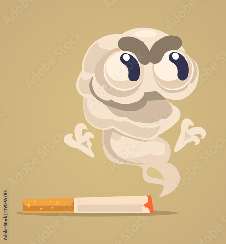 Cigarette monster character. Vector flat illustration