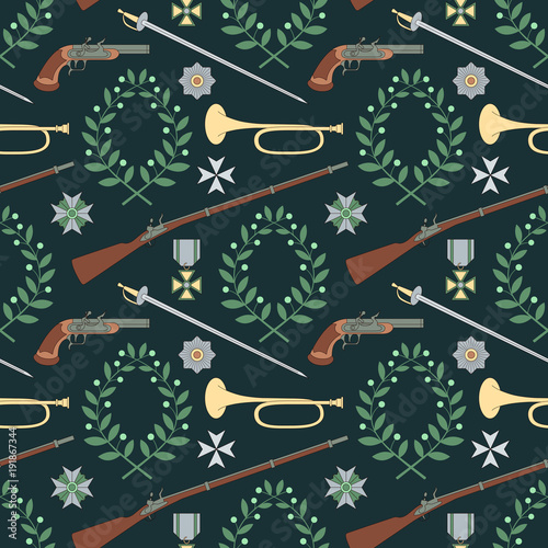 seamless pattern with weapon of the 19th century
