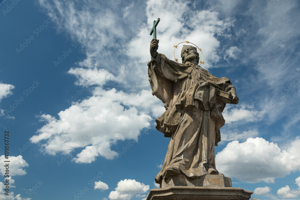 Medieval statue of a saint on the old Main bridge