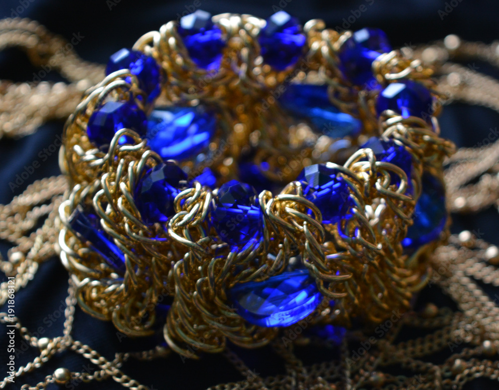 beautiful gold bracelet with blue stones, accessory, costume jewelry, beauty, fashion beautiful gold bracelet with blue stones, accessory, costume jewelry, beauty, fashion