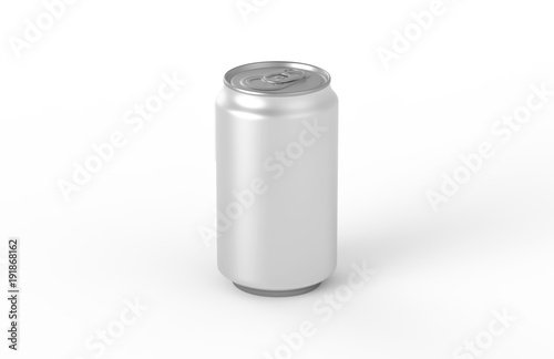 Aluminum white can mockup isolated on white background. 330ml aluminum tin soda can mock up.