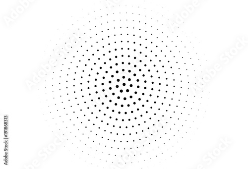 Abstract monochrome halftone pattern. Futuristic panel. Grunge dotted backdrop with circles, dots, point. 