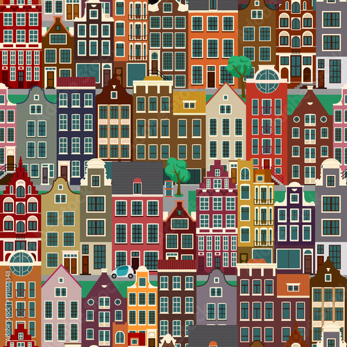 Tapety Ulice miasta ze starych budynków, wzór